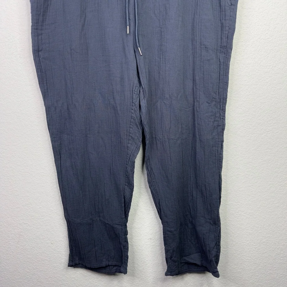 Quince Pants Womens XL Blue Indigo Organic Gauze Straight Leg Minimalist Coastal